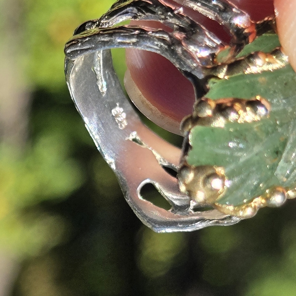 Adventurine 8k Natural Sterling & Gold Ring Sz7 - Picture 8 of 8